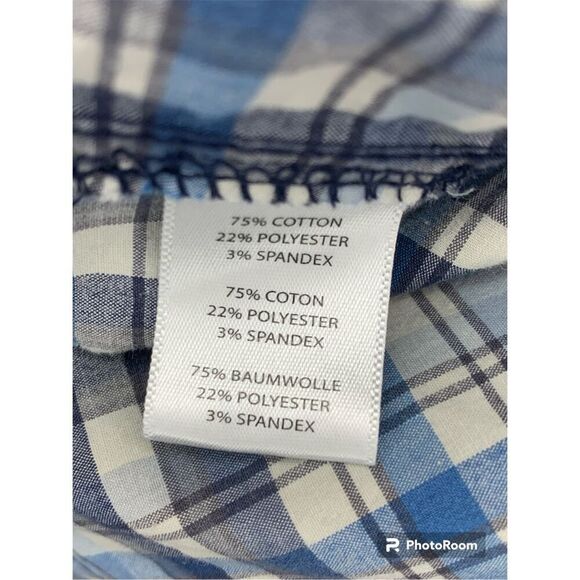 Noble Outfitters Mens Large Blue Plaid Short Sleeve Button Down Casual - Picture 4 of 4